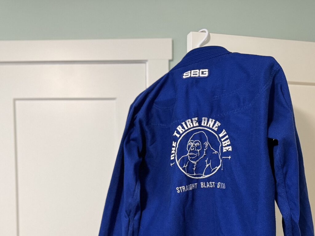 BJJ gi hanging to dry indoors during a Calgary winter