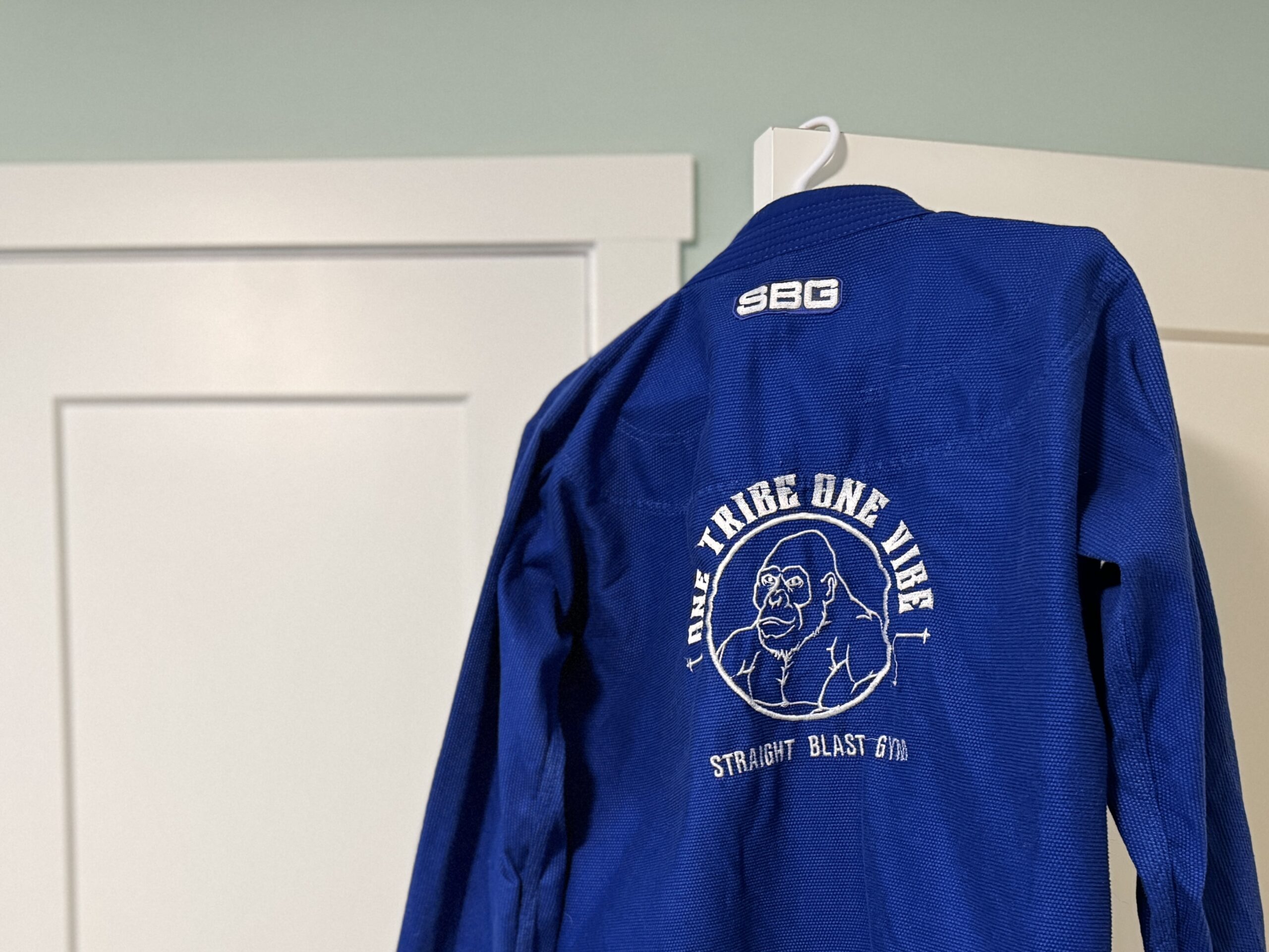BJJ gi hanging to dry indoors during a Calgary winter