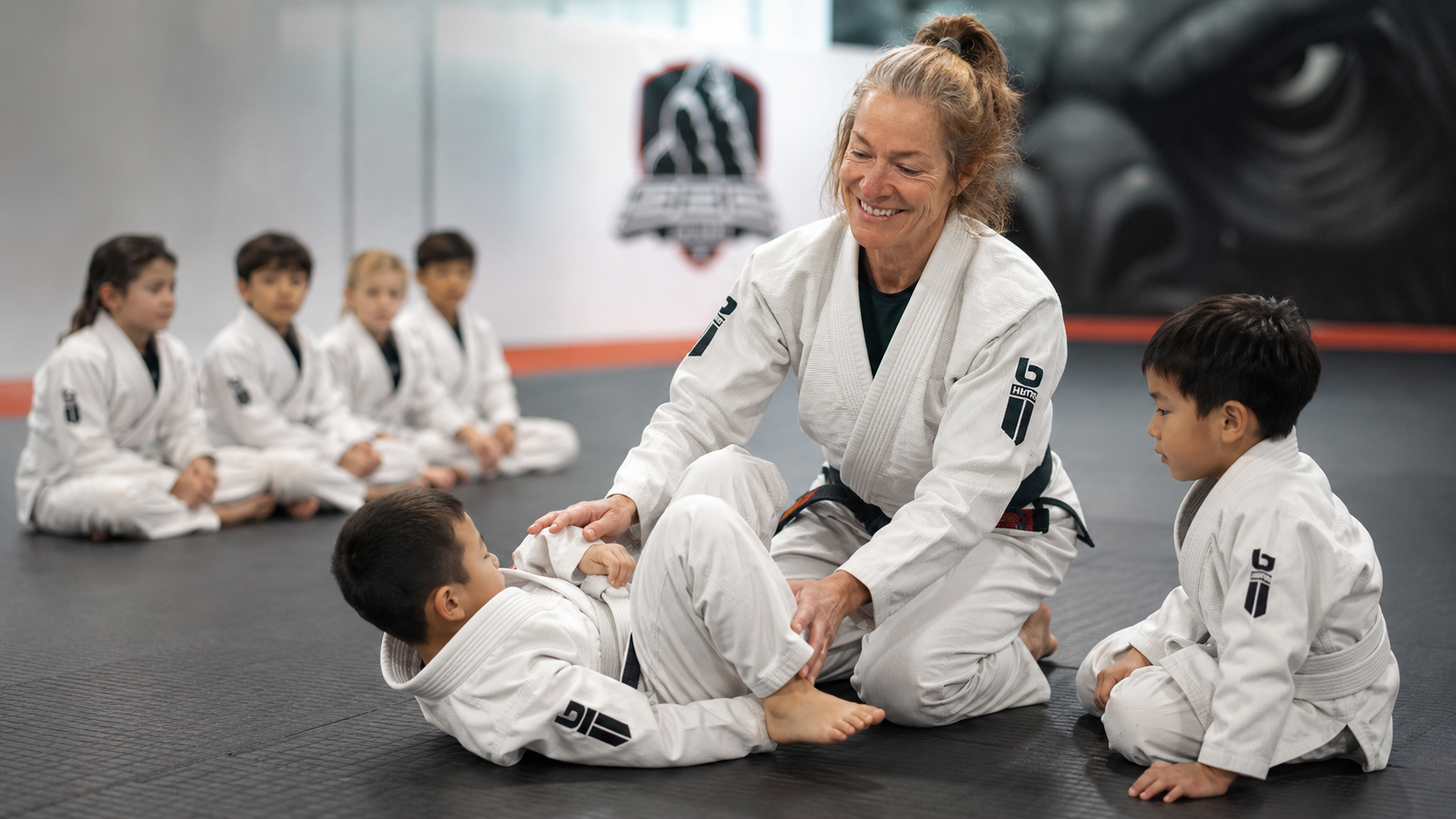 Children staying calm during kids jiu-jitsu class at Straight Blast Gym Calgary